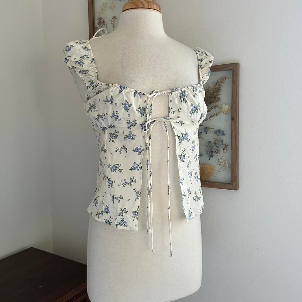 Nwt bershka blue white babydoll blouse